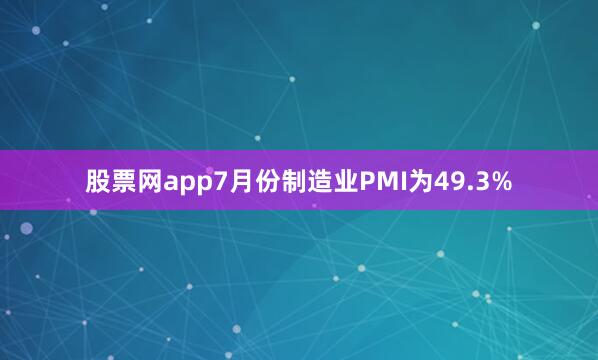 股票网app7月份制造业PMI为49.3%